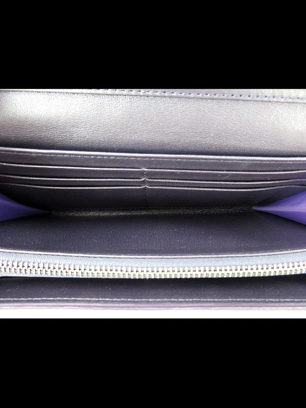 Dior Metallic Plum Quilted Chain Wallet